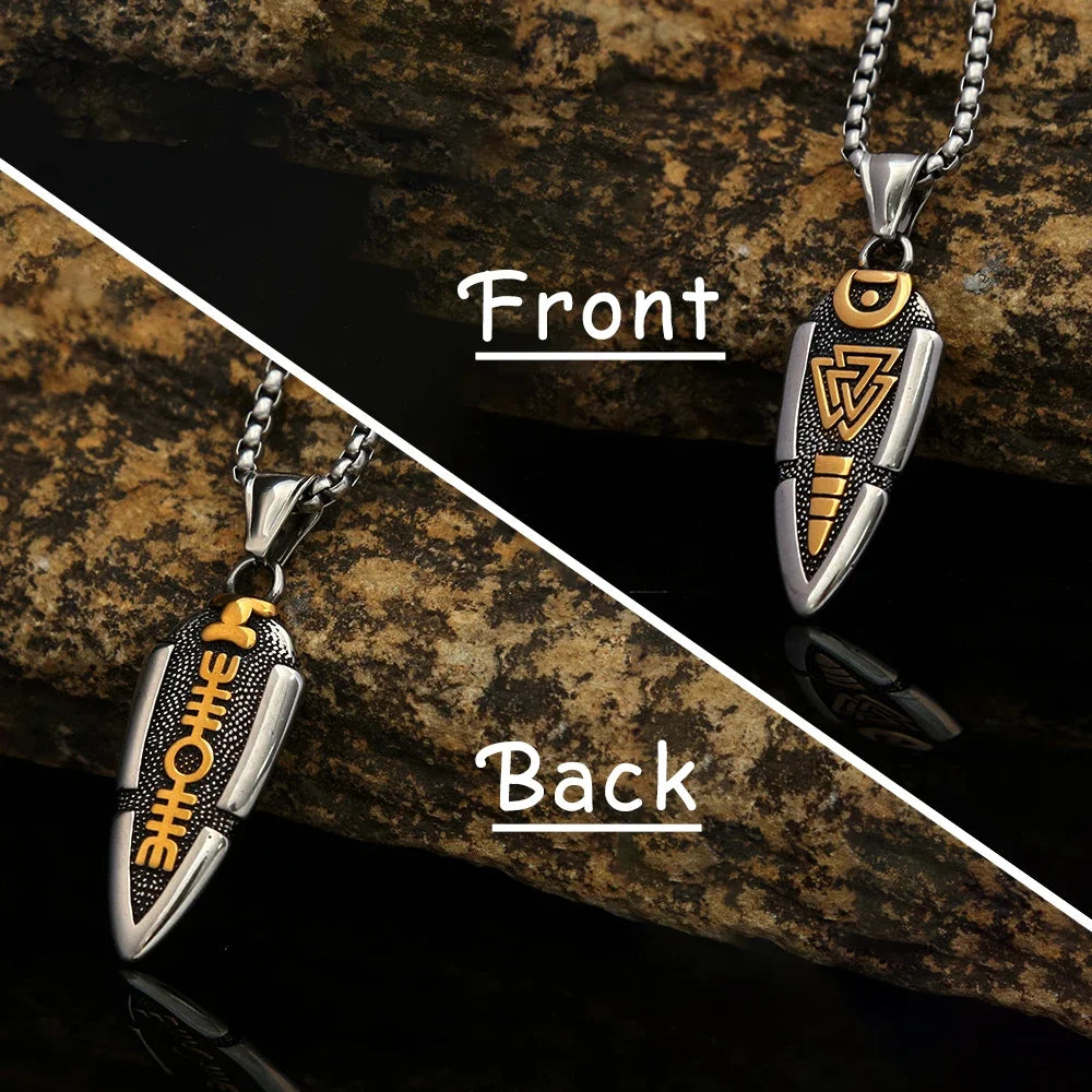 New Stainless Steel Men's Viking Spear Necklaces Vintage Rune Nordic Celtic Knot Pendants Fashion Jewelry Accessories