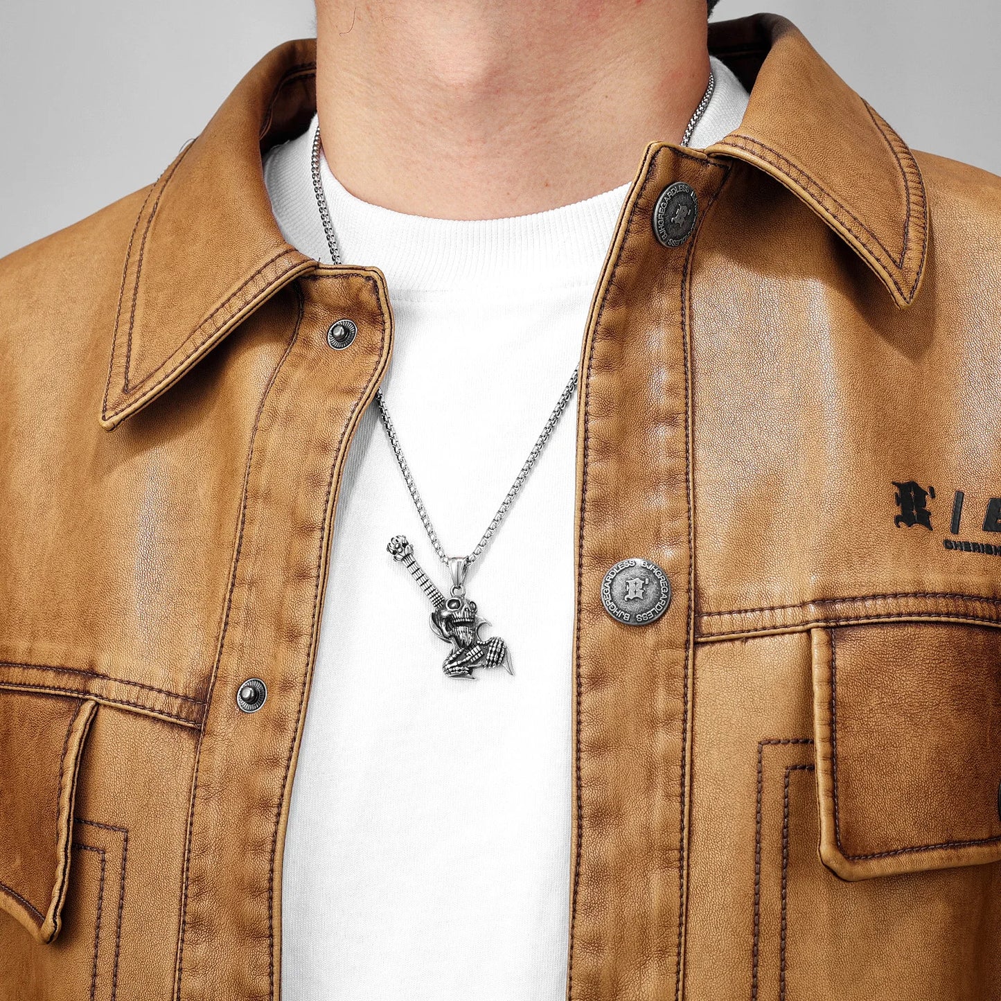 Musical Instrument Guitar Tape Stainless Steel Men Necklaces Pendant Chain Punk Rock Hiphop Women Fashion Jewelry Gift Wholesale