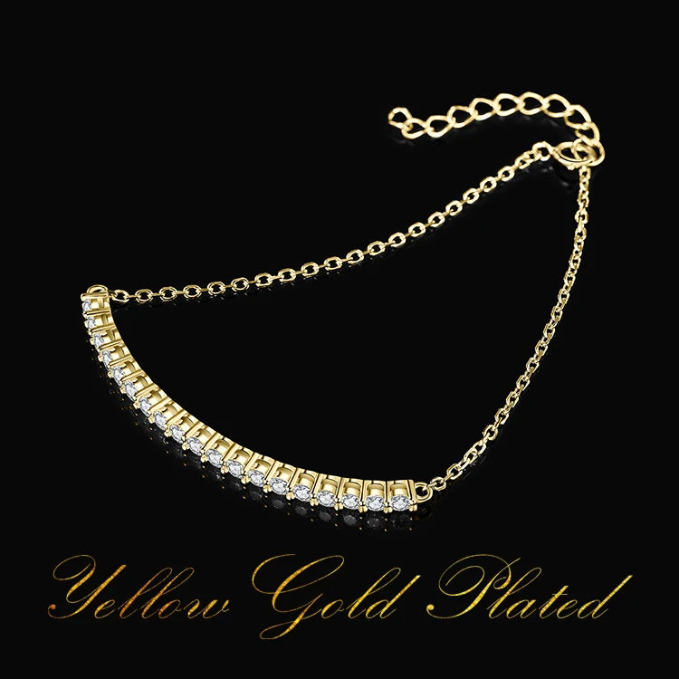 JewelryPalace Moissanite D Color Round Cut 925 Sterling Silver Adjustable Link Bracelet for Woman Yellow Rose Gold Plated