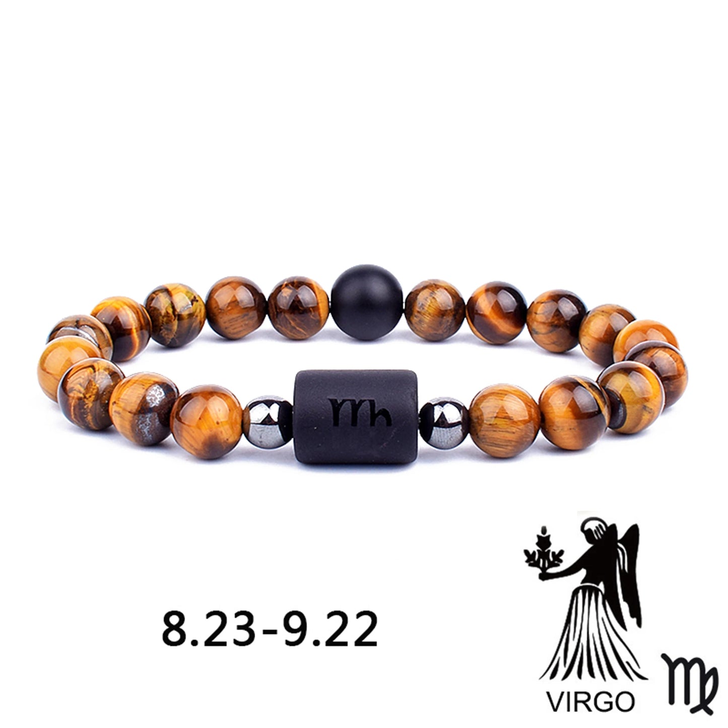 12 Zodiac Signs Constellation Charm Bracelet Men Women Fashion Tiger Eye Stone Beaded Bracelets Virgo Leo Libra Couple Jewelry