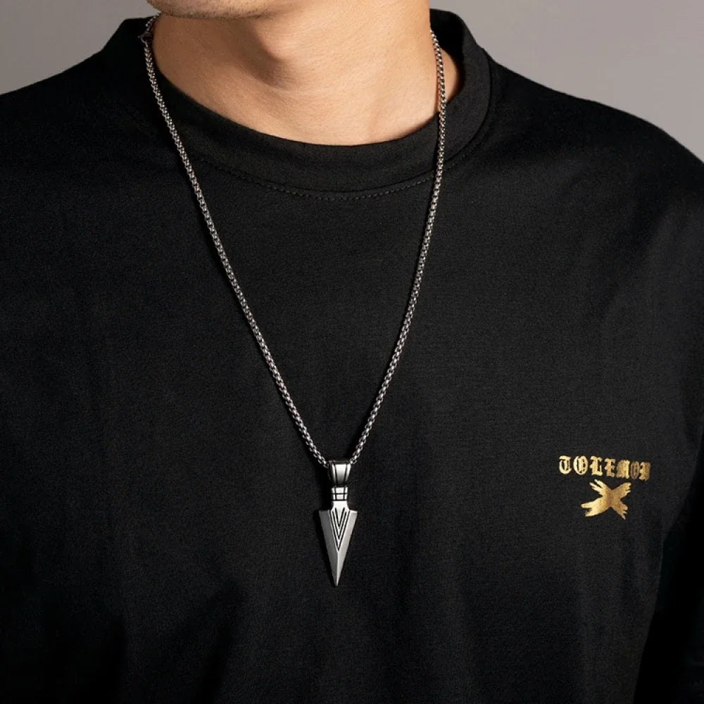 New Exquisite Fashionable Retro Spearhead Arrow Pendant Necklace For Personalized Men'S And Women'S Jewelry Accessories Gifts