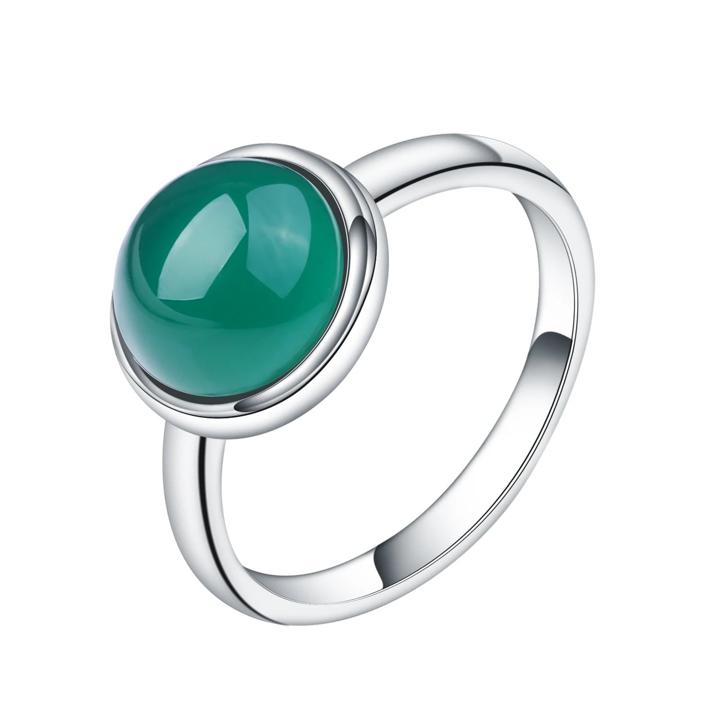 Gem's Ballet Natural Green Agate Gemstone Ring 585 14K 10K 18K Gold 925 Silver Green Onyx Rings For Women Fine Jewelry 925 Sterling Silver White Gold