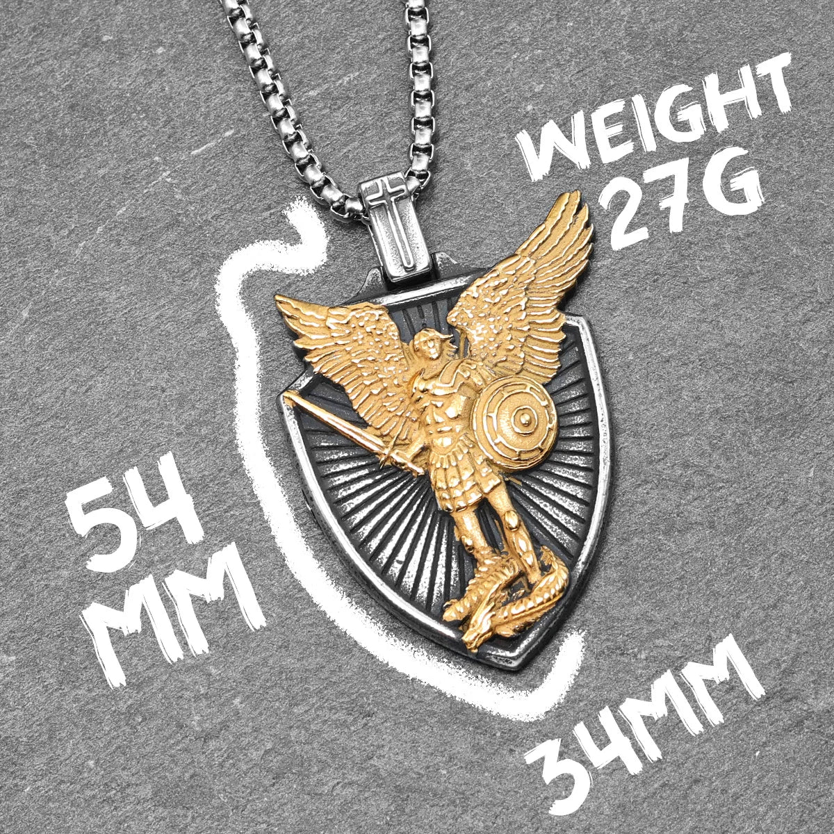 Archangel St.Michael Shield Amulet Exorcism Stainless Steel Men Necklaces Pendant Chain Punk For Women Fashion Jewelry Gifts