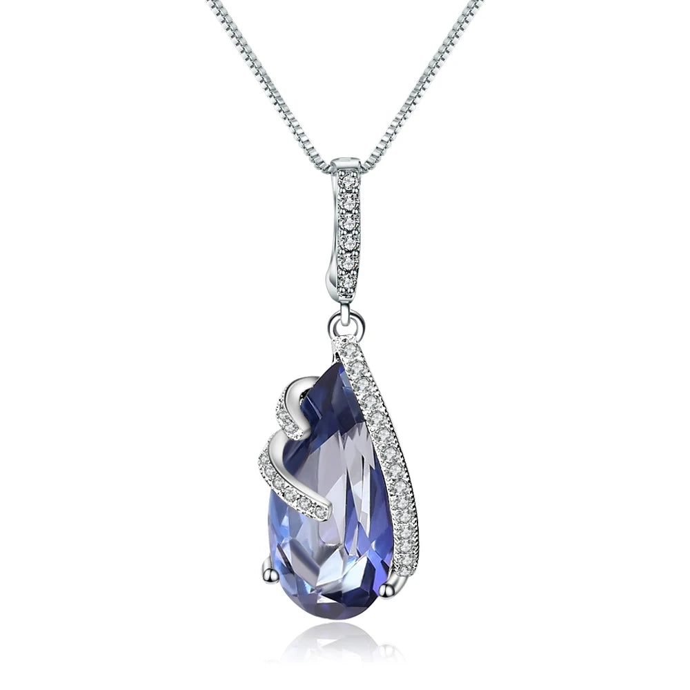 GEM'S BALLET 17.8Ct Natural Iolite Blue Mystic Quartz 925 Sterling Silver Vintage Necklaces & Pendants For Women Fine Jewelry Mystic Quartz United States