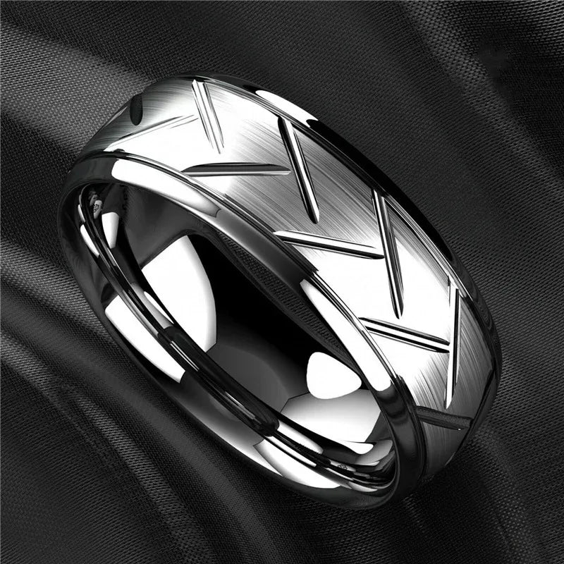 Fashion Black Stainless Steel Rings for Men With Guitar String Inlay Guitarist Ring For Musician Wedding Jewelry