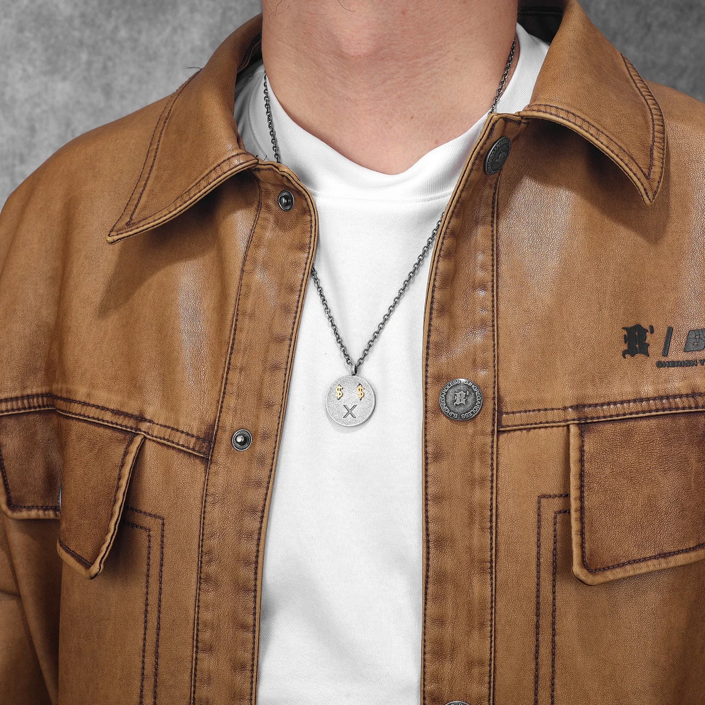 Retro Get Rich Tag Amulet Stainless Steel Men Necklaces Pendant Chain Punk For Women Fashion Jewelry Gifts Wholesale Dropshiping