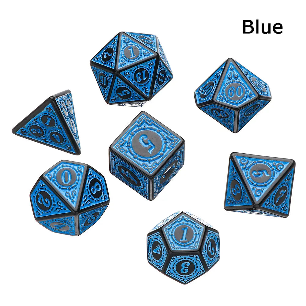 7Pcs Metal Hollow Dice Set Hollow Polyhedral Metal Dices Table Games Accessory For D&d DND D6 D8 D10 D12 D20 E1 - Plastic