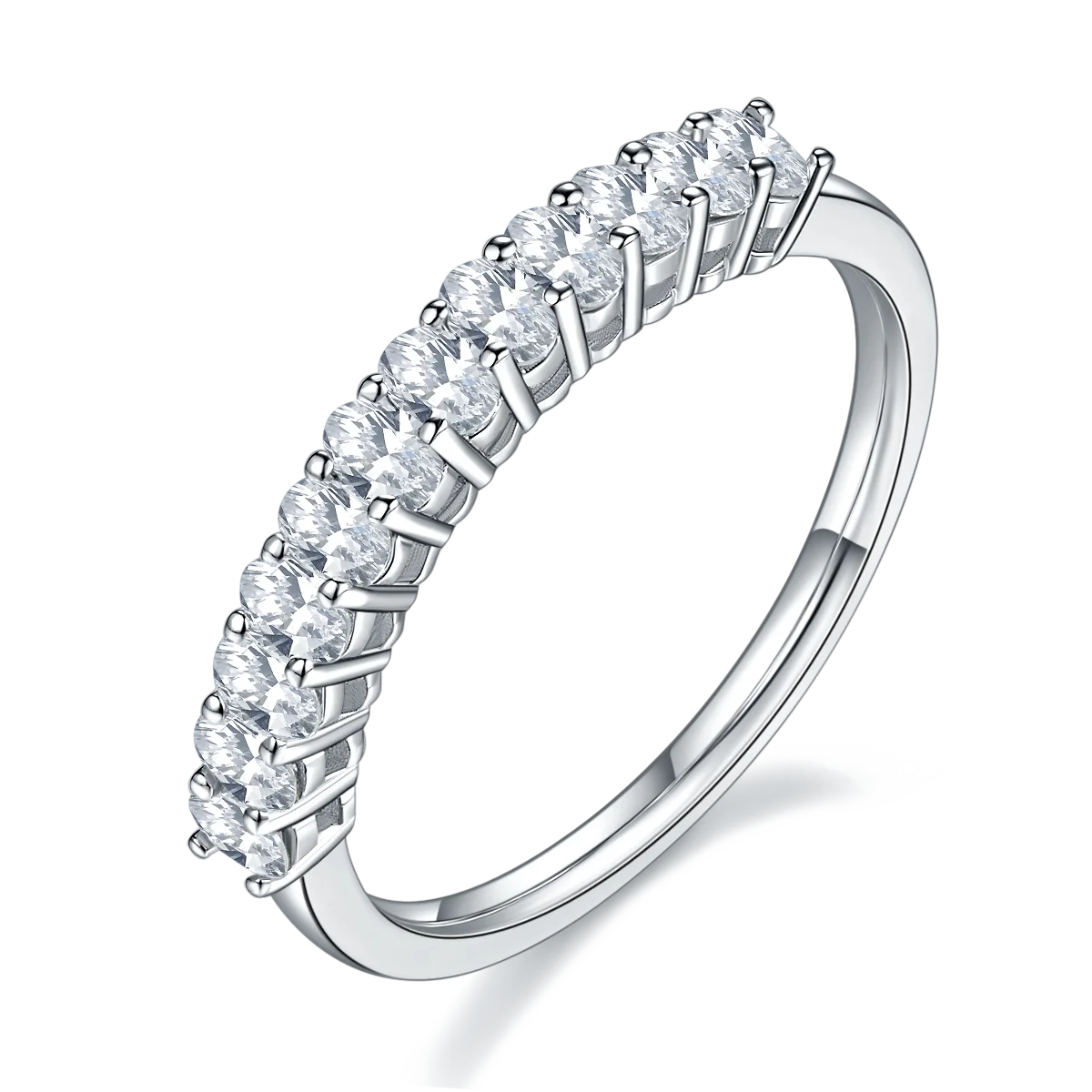 GEM'S BALLET 18K White Gold Plated 925 Sterling Silver Moissanite Ring Luxe Anthology Moissanite Diamond Wedding Band Rings 925 Sterling Silver Oval Shape