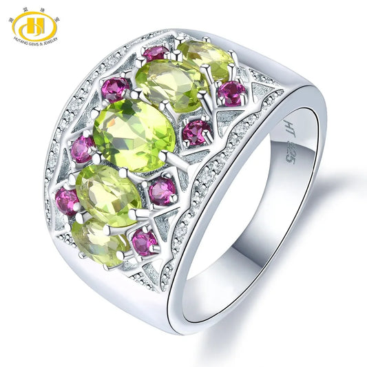 Natural Peridot Women's Ring Solid 925 Sterling Silver 2.76 Carats Genuine Gemstone Bridal Jewelry New Year Christmas Gifts