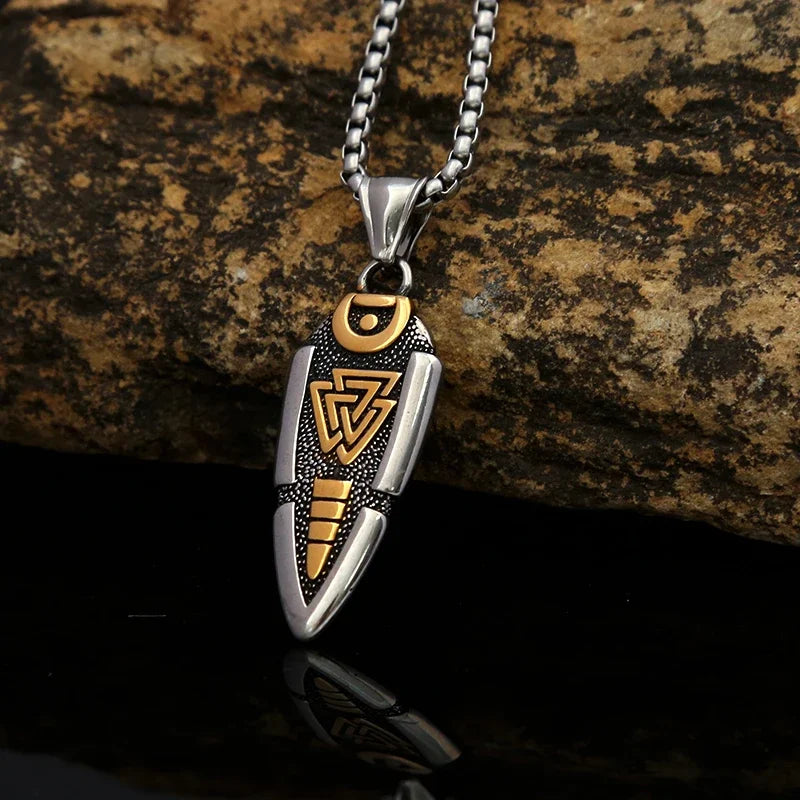 New Stainless Steel Men's Viking Spear Necklaces Vintage Rune Nordic Celtic Knot Pendants Fashion Jewelry Accessories