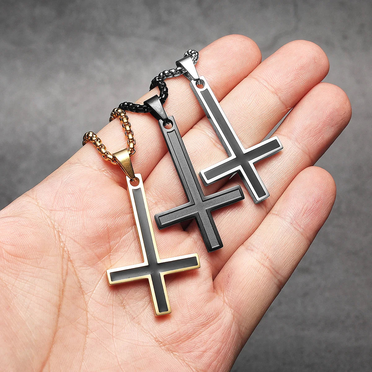 Saint Peter's Cross Simple Amulet Stainless Steel Men Necklaces Pendant Chain Punk Women Fashion Jewelry Gifts Wholesale Dropshiping