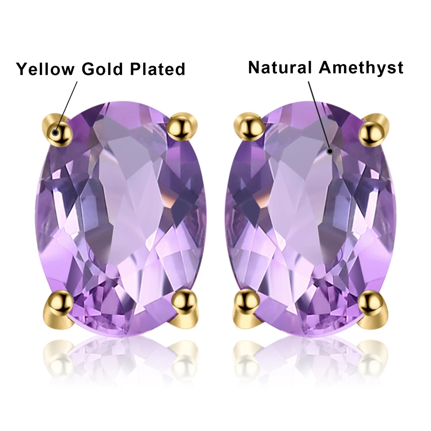 JewelryPalace Rose Gold Yellow Gold Plated Oval Natural Amethyst Citrine Garnet Topaz Peridot 925 Sterling Silver Earrings Woman