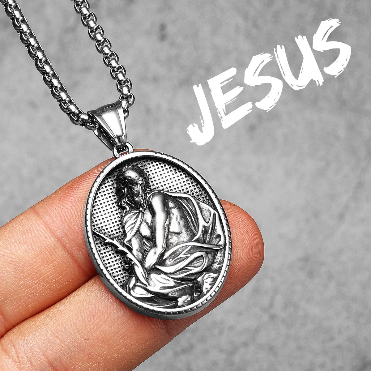 Jesus Heart Cross Series Stainless Steel Men Necklaces Pendant Chain Powerful Amulet Vintage For Women Jewelry Gifts Wholesale