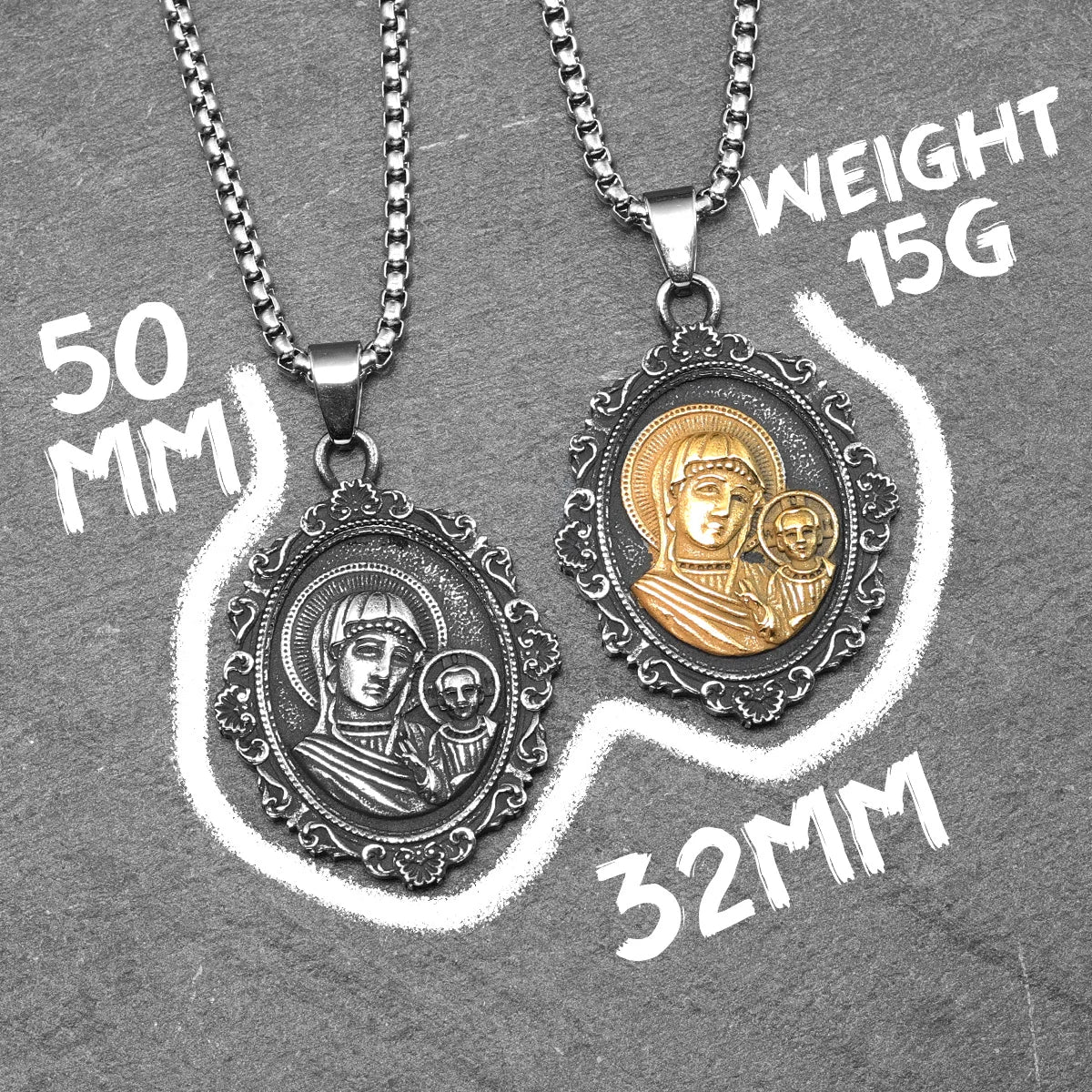 Virgin Mary Powerful Amulets Stainless Steel Men Necklaces Pendant Chain Punk Trendy For Women Fashion Jewelry Gifts Wholesale