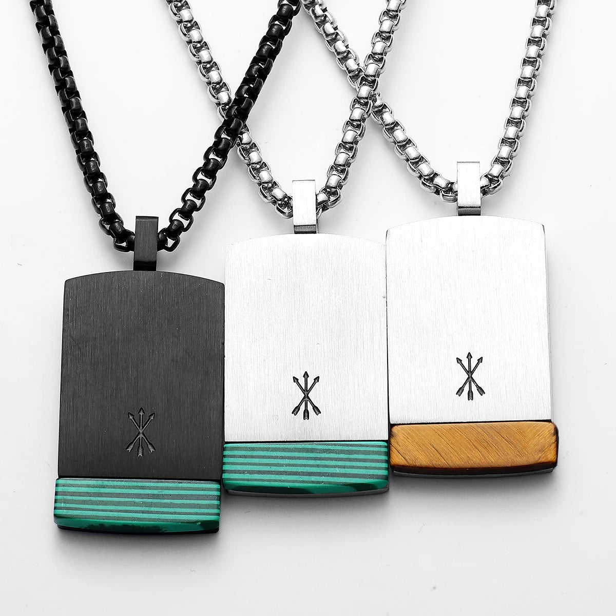 Simple Arrow Gemstone Tag Stainless Steel Men Necklaces Pendant Chain Punk For Women Fashion Jewelry Gifts Wholesale Dropshiping