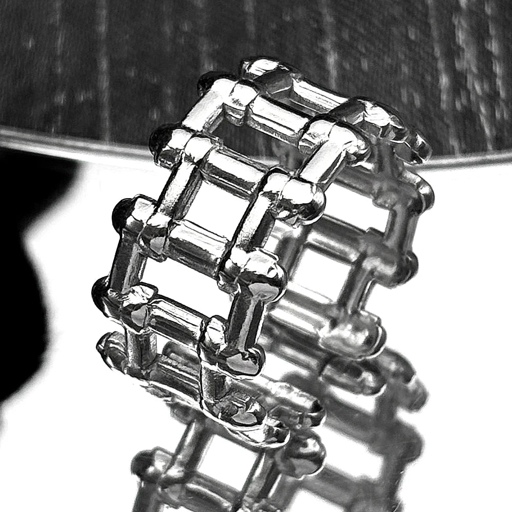 Hiphop Bicycle Chain Rings For Men Adjustable Creative Punk Rock Male Link Ring Trendy Motorcycle Chain Unisex Jewlery Accessory