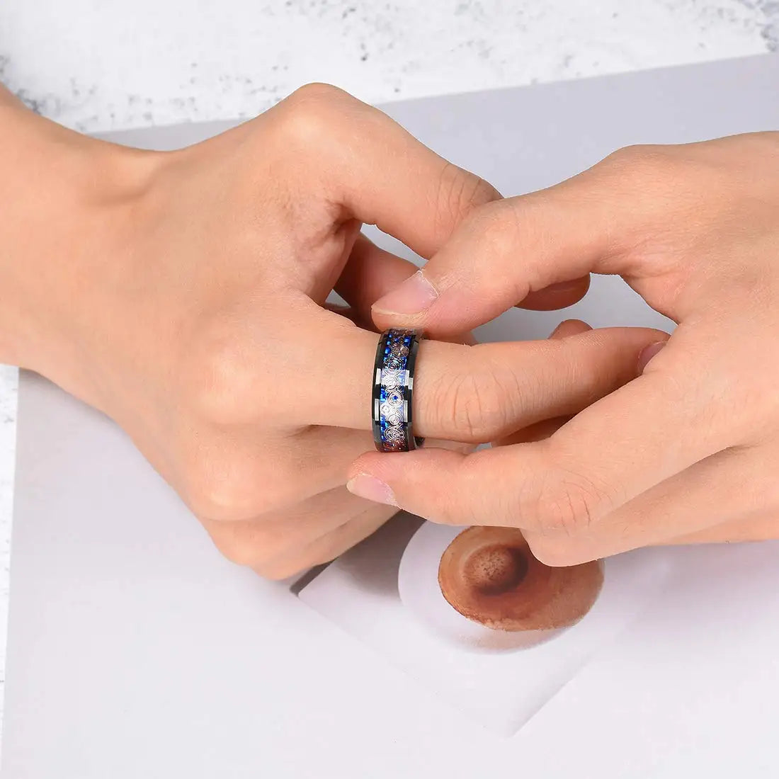48 styles Fashion 8mm Celtic Dragon Stainless Steel Ring For Men Women Inlay carbon fibre Wedding Band Jewelry Anniversary Gifts