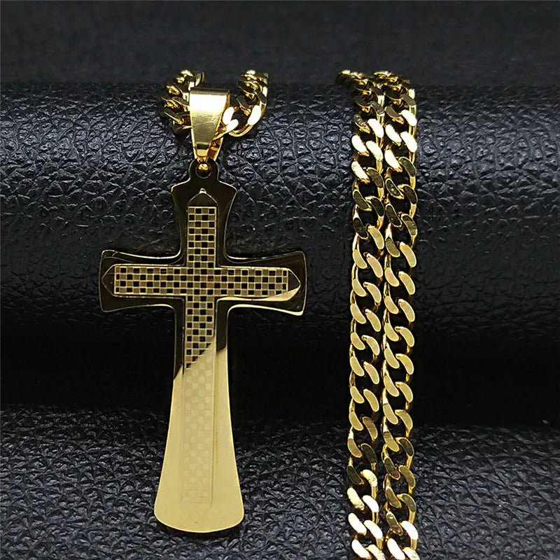 Stainless Steel Jesus Christ Cross Necklace for Men Women Big Hip Hop Gold Plated Necklaces Birthday Gift for Boyfriend NHH16S05