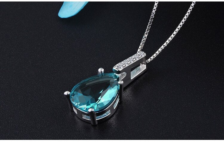 Natural Blue Topaz Pendant S925 Carat Necklace Colgantes Wedding Pendant for women