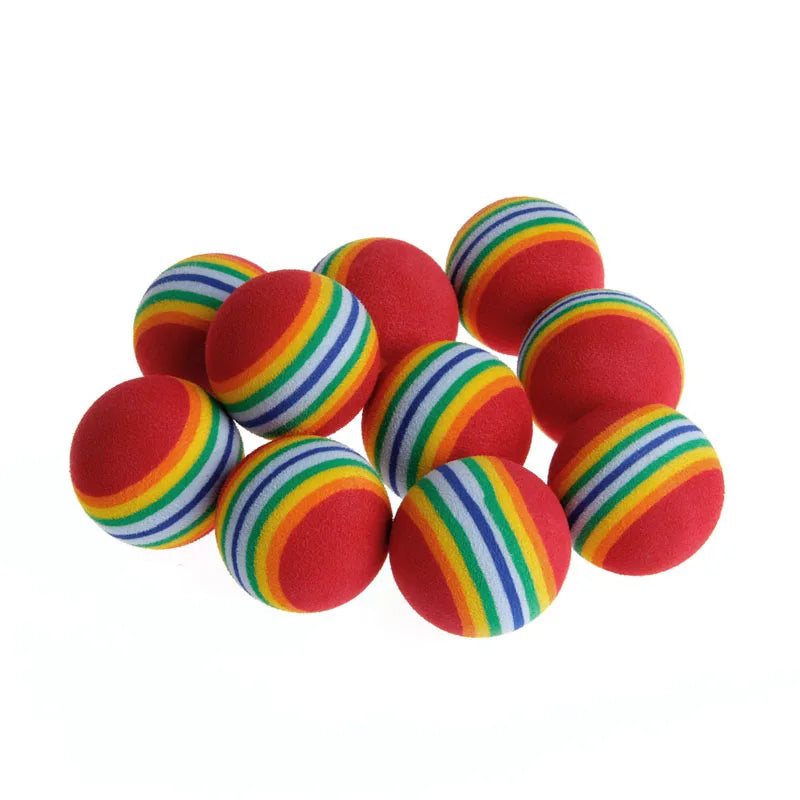 10Pcs Colorful Cat Toy Ball Interactive Cat Toys Play Chewing Rattle Scratch Natural Foam Ball Training Pet Supplies as shown 2