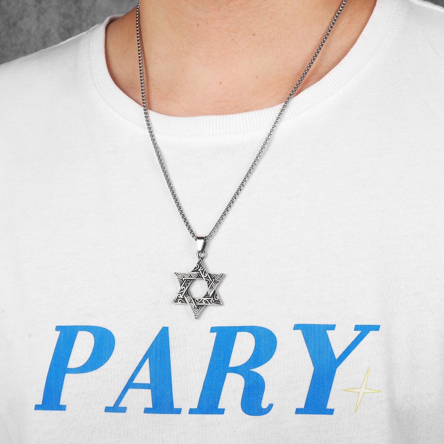 Judaism Solomon's Seal Stainless Steel Men Necklaces Pendant Chain Powerful Amulet Vintage for Women Jewelry Gifts Wholesale