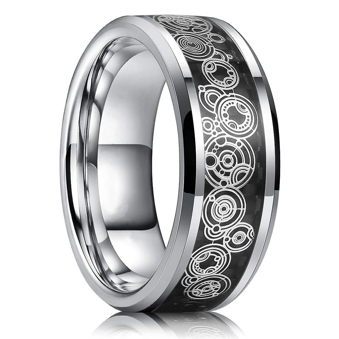 48 styles Fashion 8mm Celtic Dragon Stainless Steel Ring For Men Women Inlay carbon fibre Wedding Band Jewelry Anniversary Gifts