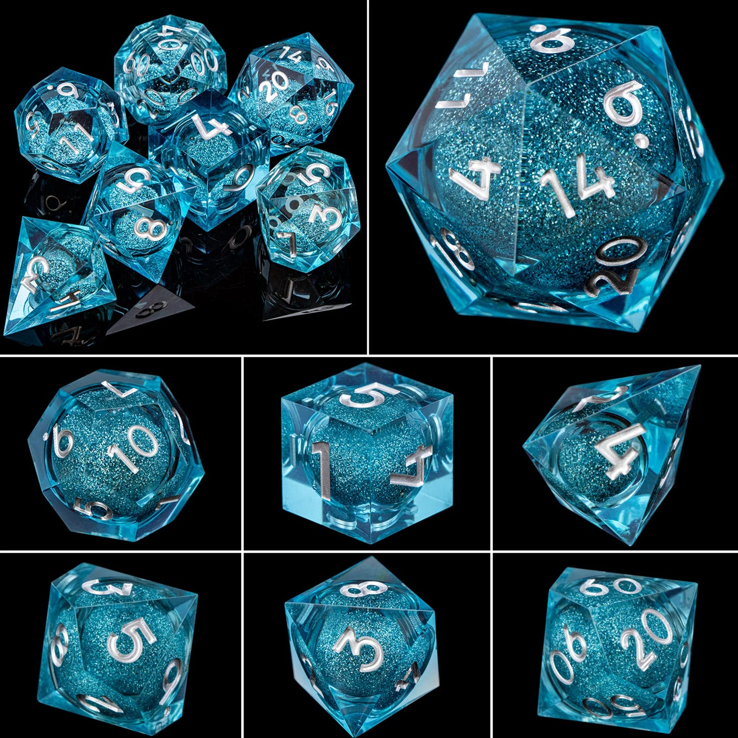 Dnd Sharp Edge Flower Handmade D20 RPG Polyhedral D and D Resin Dice Set For Dungeon and Dragon Pathfinder D6 Table Role Playing SZ-24