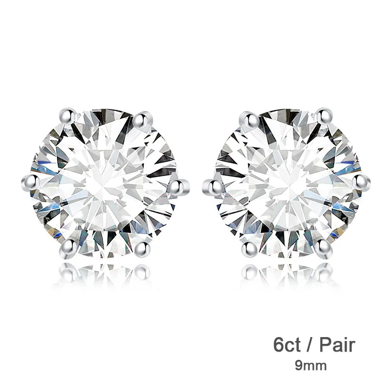 JewelryPalace Moissanite D Color Total 0.6ct 1ct 2ct 3ct 4ct 6ct S925 Sterling Silver Stud Earrings for Woman 6ct per Pair CHINA