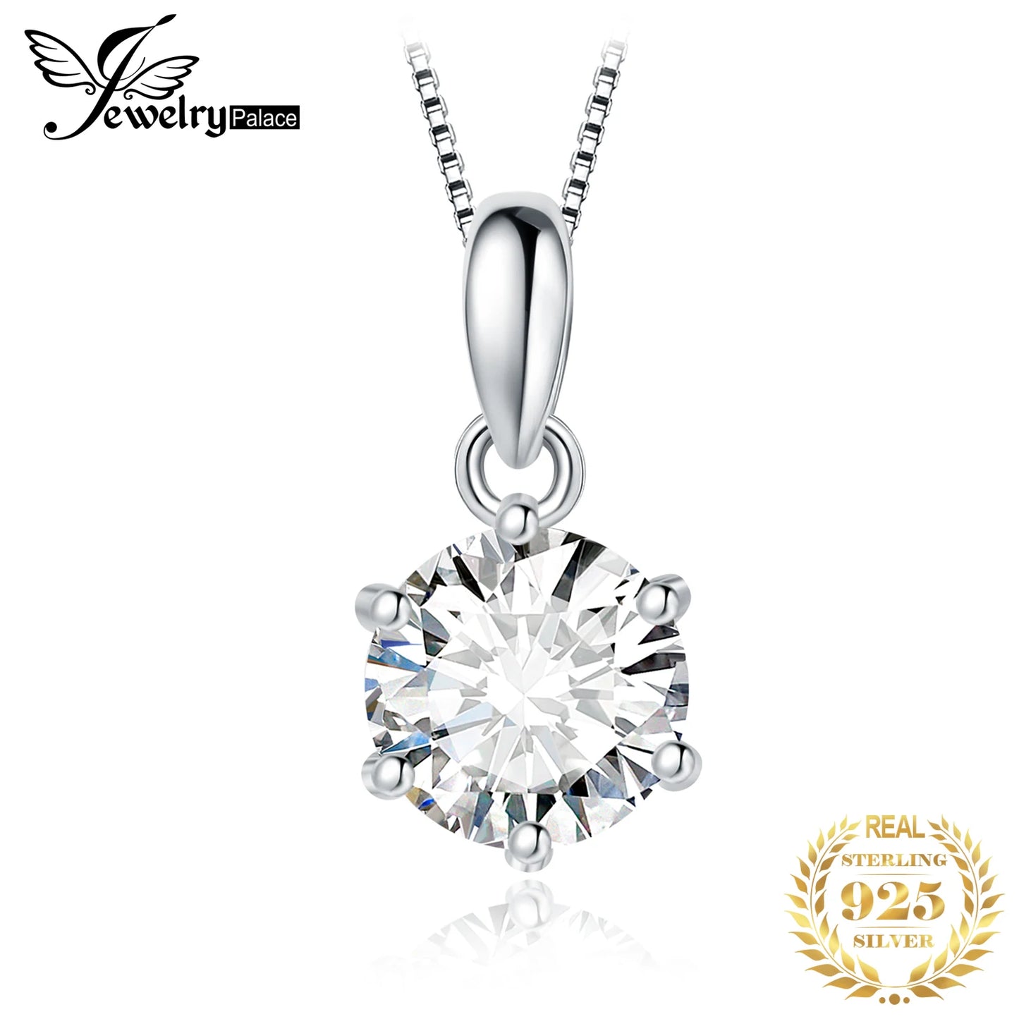 JewelryPalace Classic 1ct Round CZ 925 Sterling Silver Pendant Necklace for Woman No Chain Fine Jewelry Fashion Anniversary Gift CHINA