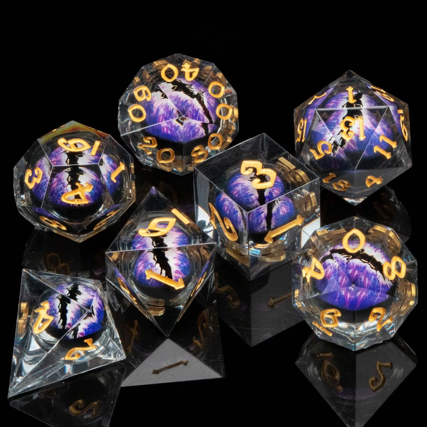 D and D Flowing Sand Sharp Edge Dragon Eye Dnd Resin RPG Polyhedral D&D Dice Set For Dungeon and Dragon Pathfinder Role Playing AZ15