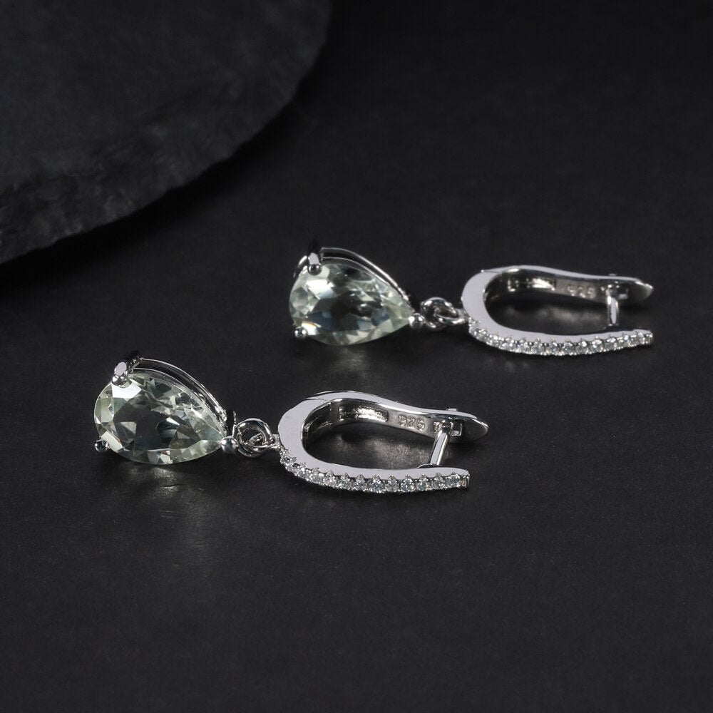 Gem&#39;s Ballet 925 Sterling Silver Green Amethyst Water Drop Earring For Women High Quality Sparkling Fine Jewelry Gifts Wedding