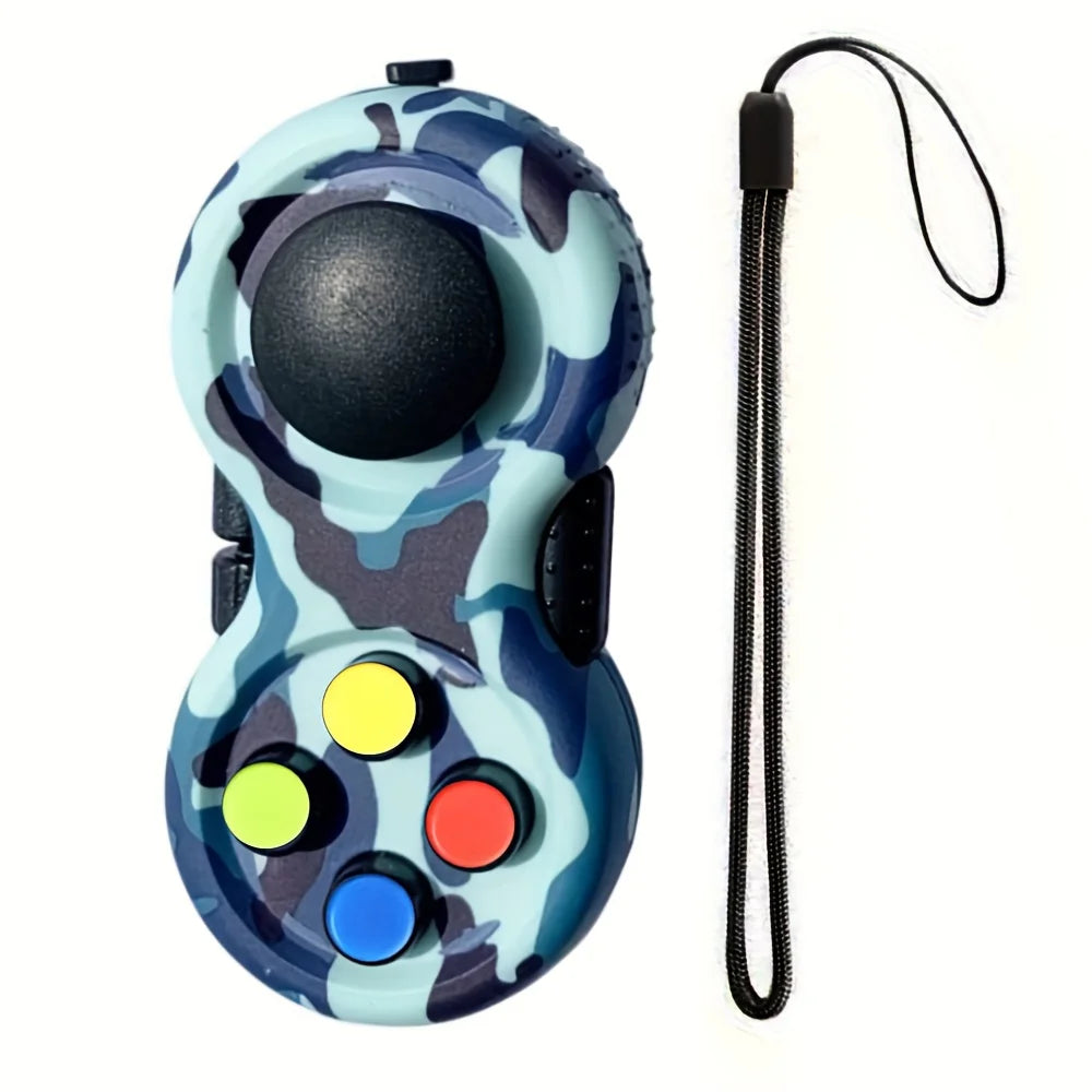 Fidget Pad with 8 Fidget Functions, Fidget Controller camouflage blue