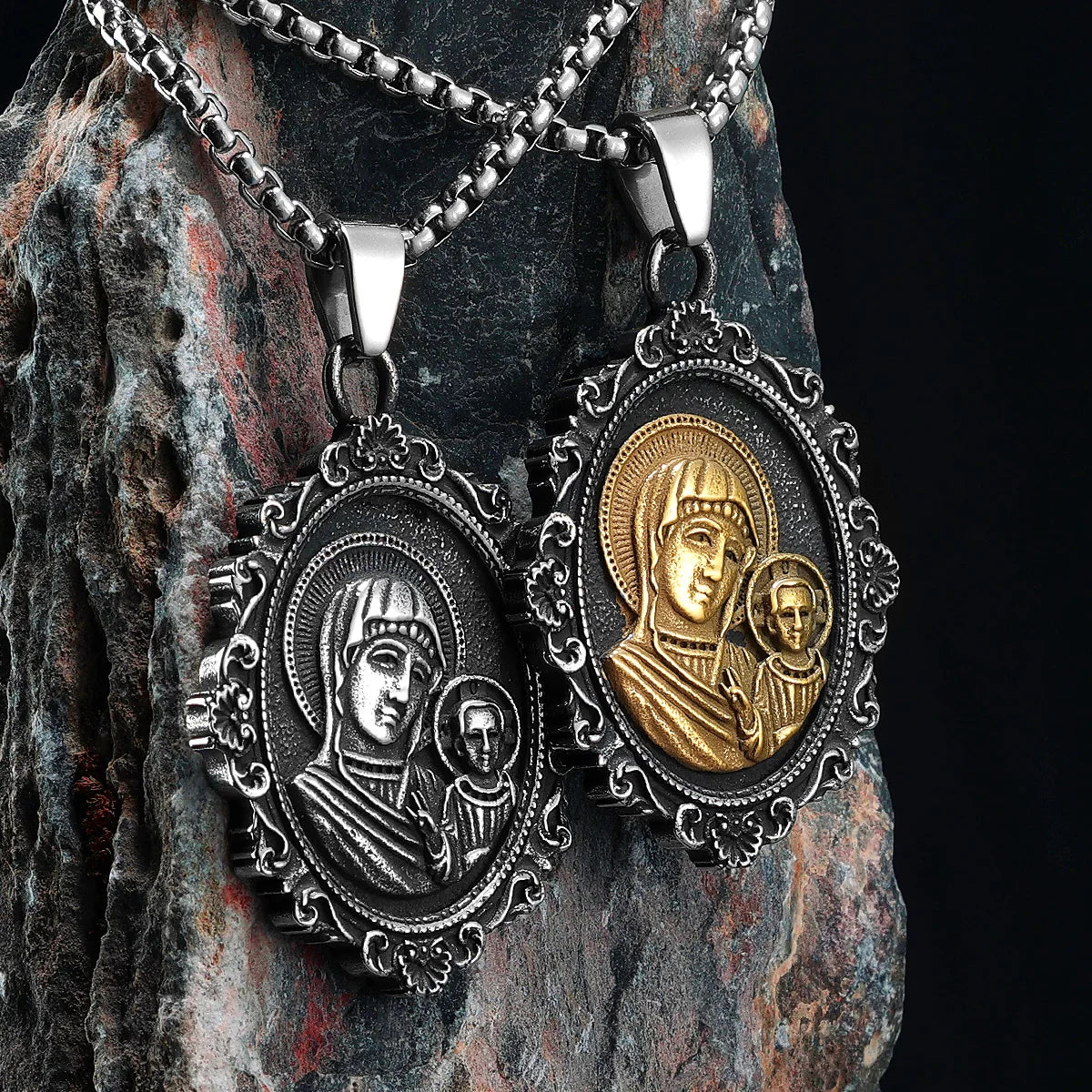 Virgin Mary Powerful Amulets Stainless Steel Men Necklaces Pendant Chain Punk Trendy For Women Fashion Jewelry Gifts Wholesale