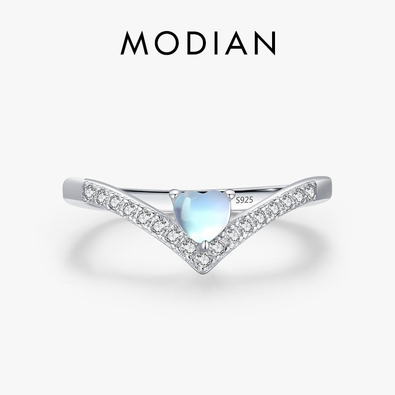 MODIAN Hot Sale Genuine 925 Sterling Silver Exquisite Arrow Finger Rings For Women Heart Love Moon Stone Band Fine Jewelry Anel 9