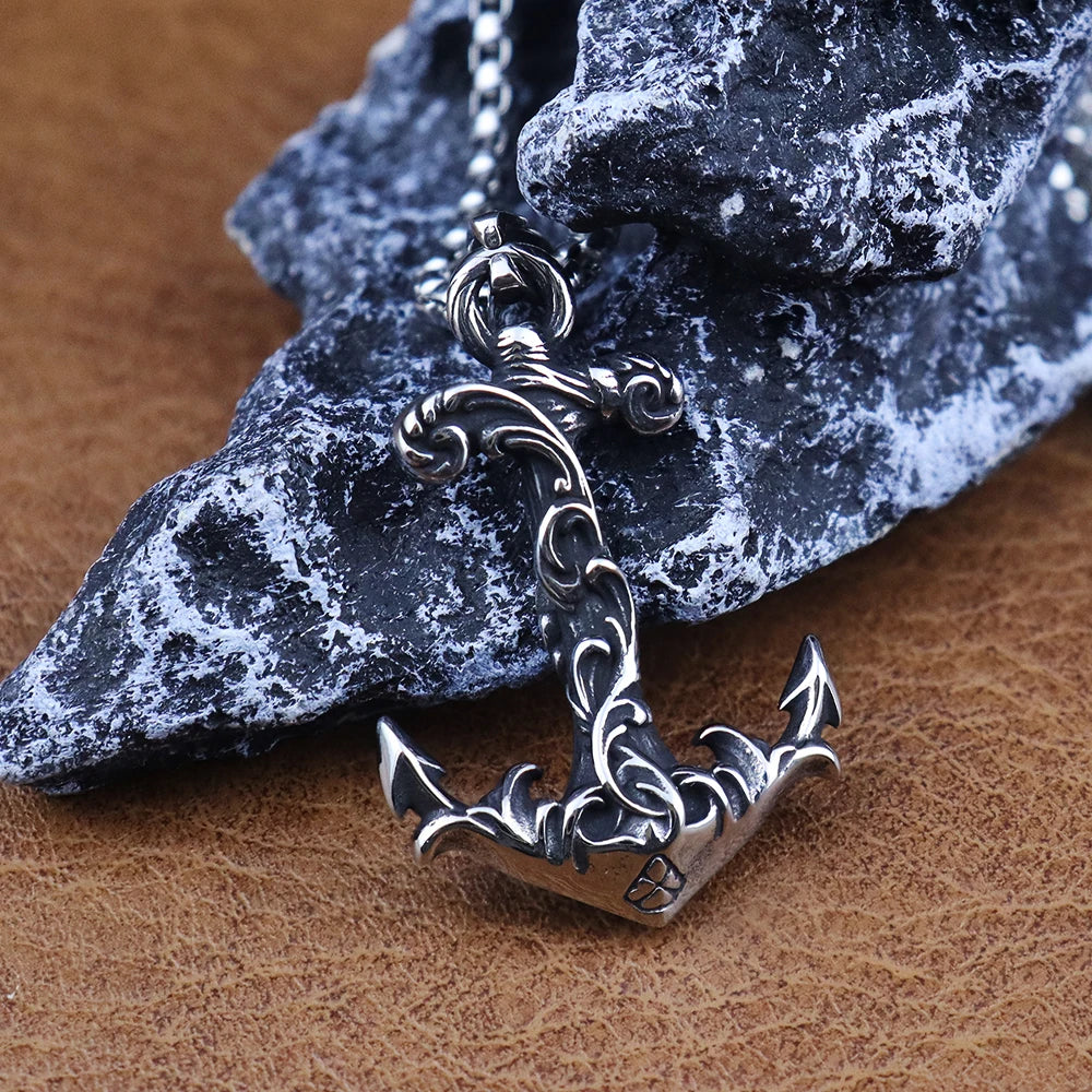 New Vintage Nordic Anchor Necklaces for Men Stainless Steel Viking Pendant Punk Biker Unique Amulet Jewelry Gift Dropshipping