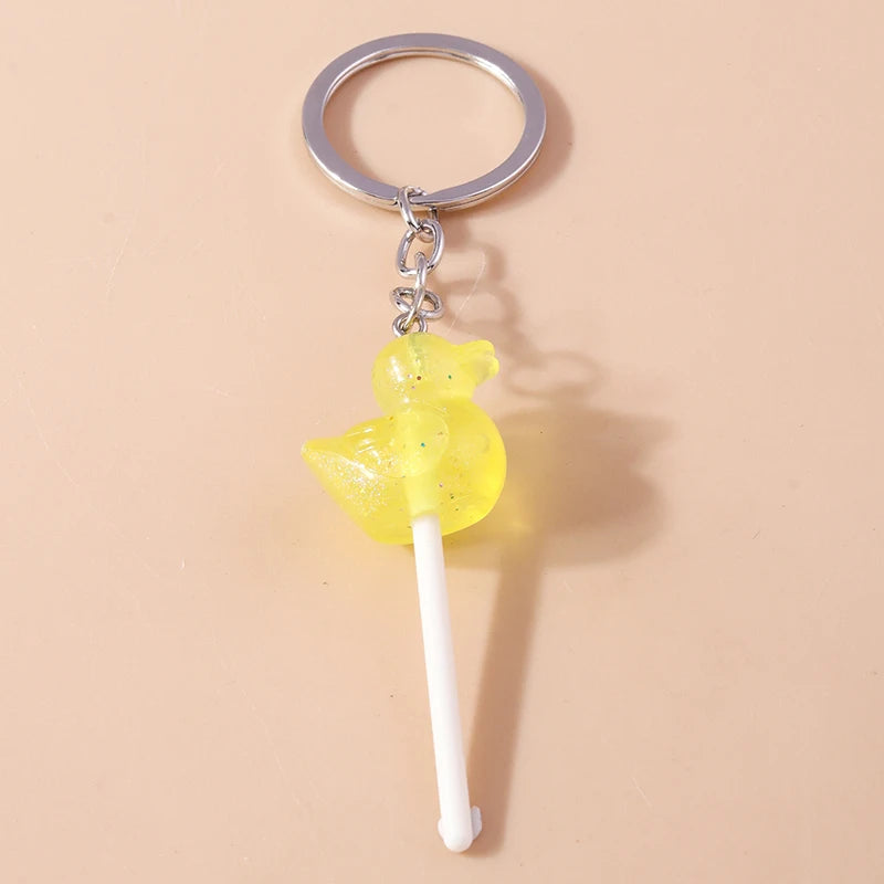 Lovely Resin Candy Lollipop Keychain Mini 3D Simulation Food Key Rings for Men Women Handbag Pendants DIY Kids Jewelry Gifts as picture shows 24