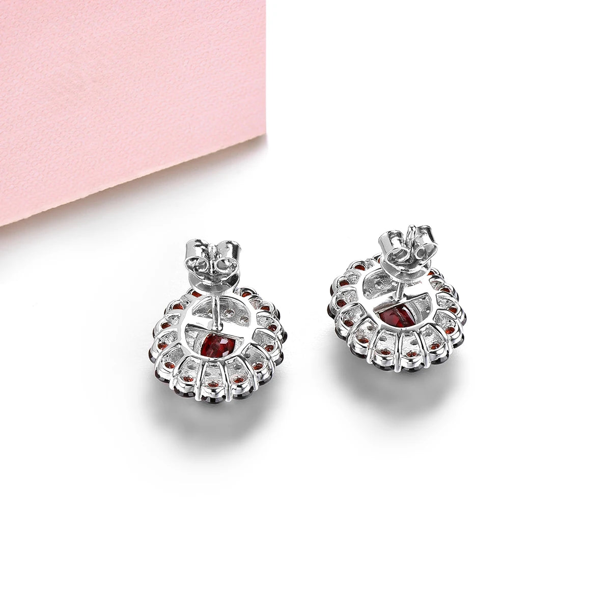 Natural Red Garnet Sterling Silver Stud Earring 5.5 Carats Genuine Gemstone S925 Fine Jewelry Classic Romantic Christmas Gifts