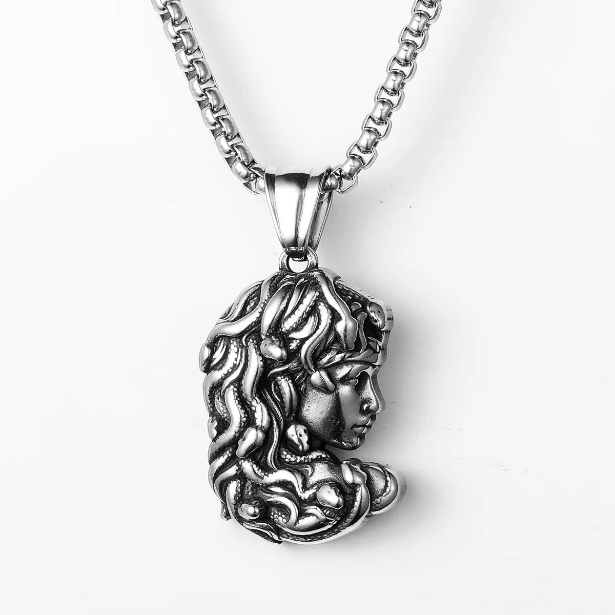 Greek Mythology Snake Hair Medusa Stainless Steel Men Necklaces Pendant Chain Amulet Vintage For Women Jewelry Gifts Wholesale