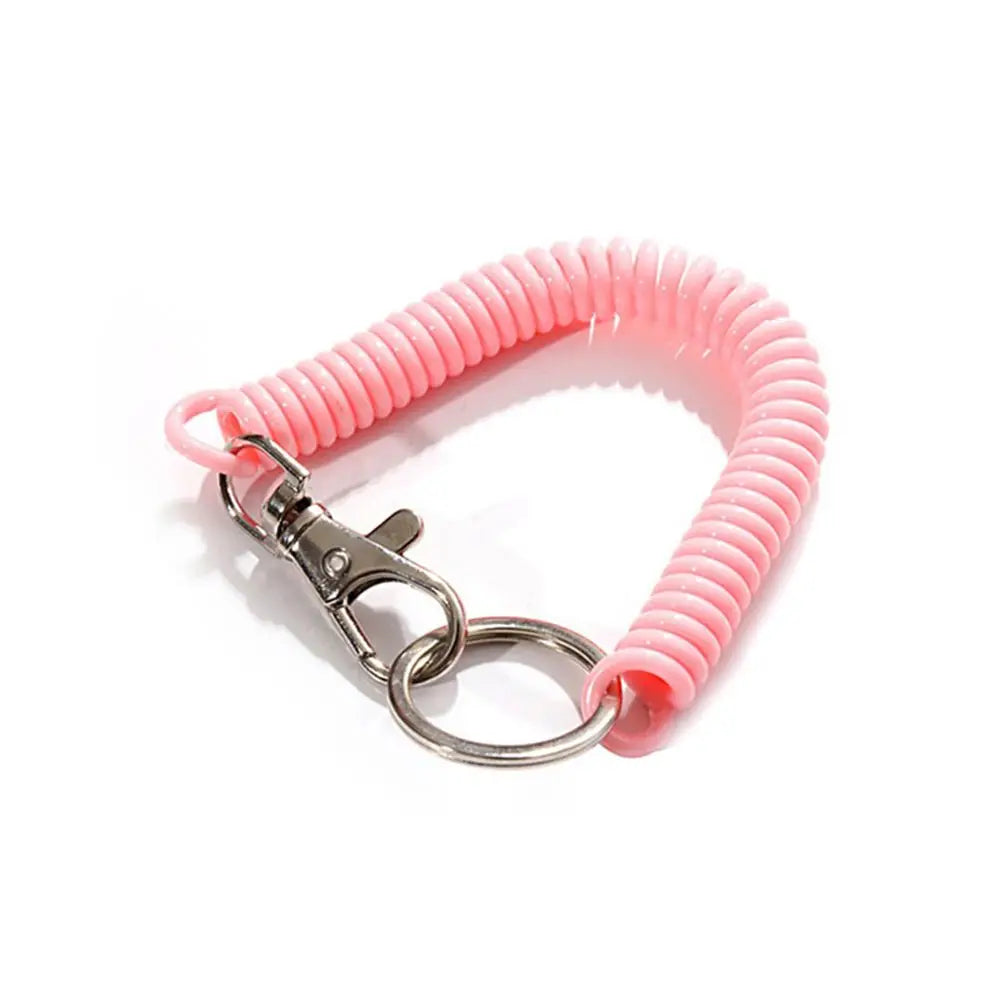 18cm Spiral Elastic Spring Rope Keychain Key Ring Metal Carabiner For Outdoor Anti-lost Phone Spring Key Cord Clasp Hook