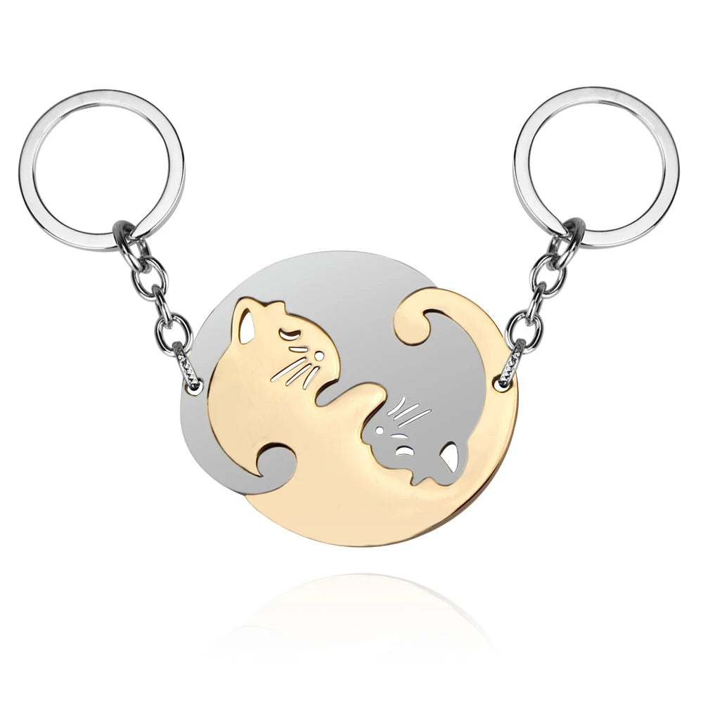 Cat Couple Necklaces For Lovers Yin Yang Animal Pendant Necklace Heart Couples Friendship Jewelry for Lovers Best Friends Gift