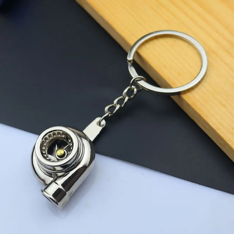 Mini Zinc Alloy Auto Parts Keychains Simulated Speed Gearbox Absorber Motor Piston Pendant Car Keys Holder Keyring Cute Men Gift WL silver 8 cm