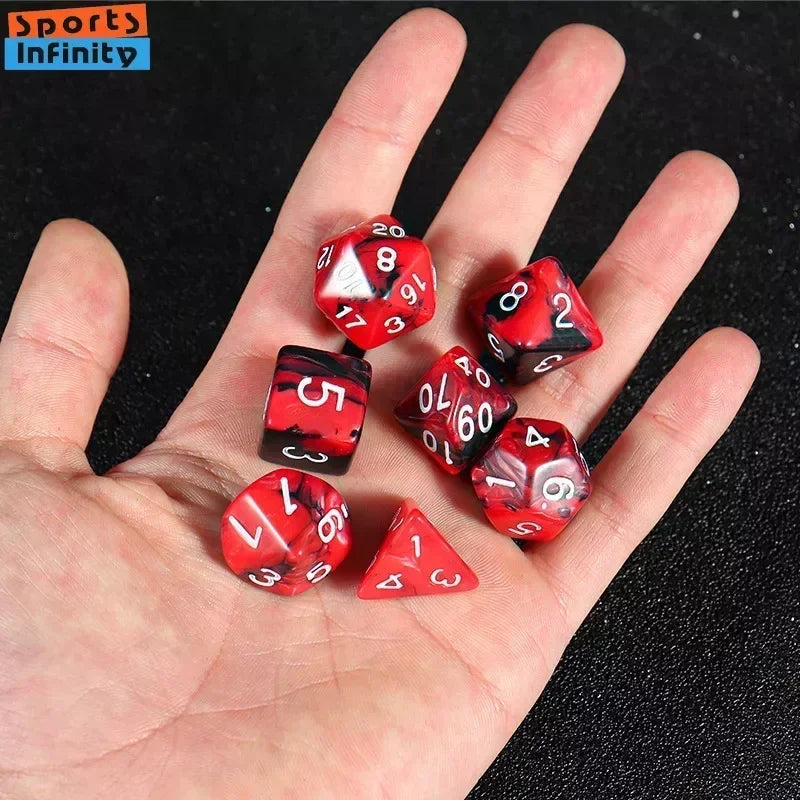 7 Pcs of Colorful Dice D20 D12 D10 D8 D6 D4 for DND Table Board Game Running Group Acrylic Digital Dice Set