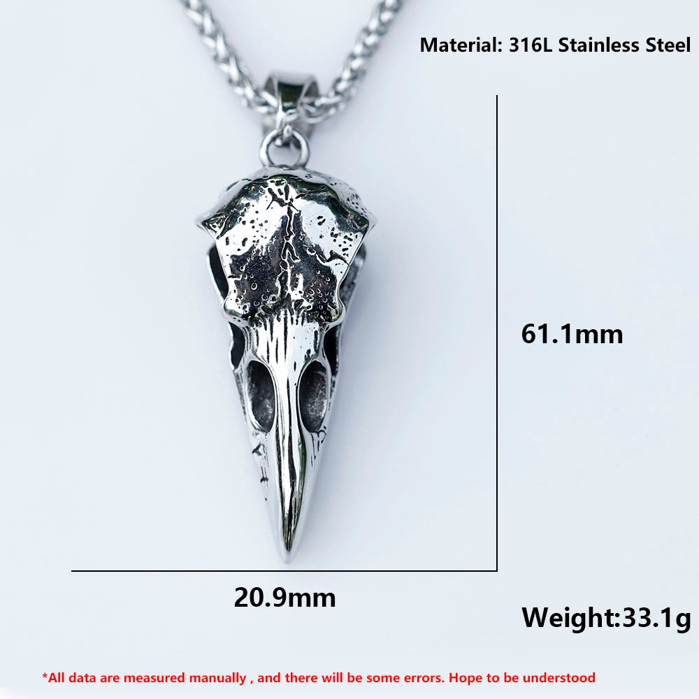 2022 NEW Men's 316L stainless-steel Nordic Viking Raven head Odin Pendant Necklace for teens Animal Jewelry Gift free shipping