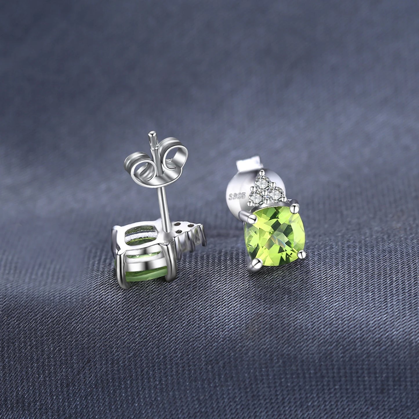 JewelryPalace 1.3ct Natural Peridot 925 Sterling Silver Stud Earrings for Women Fashion Green Gemstone Jewelry Birthday Gift