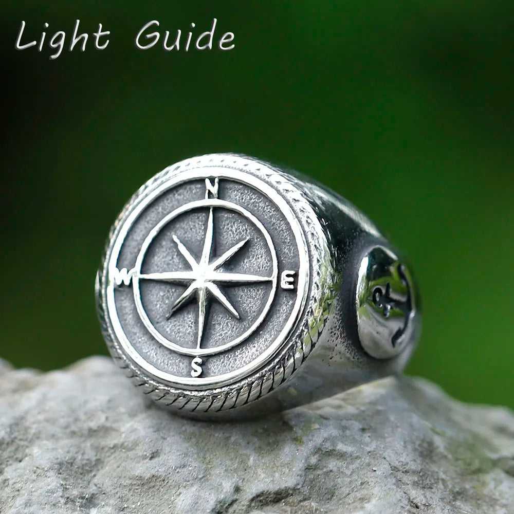 2022 NEW Men's 316L stainless steel rings Vintage Viking Cross Compass Runic Pirate fashion jewelry