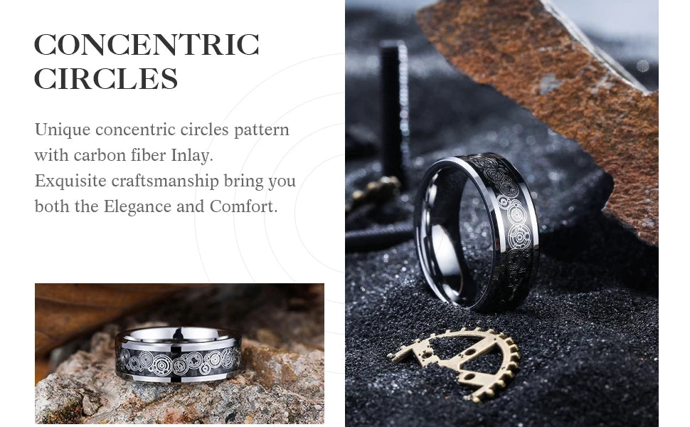 Modern 8mm Black Titanium steel Rings for Men Women Groove Multi-Faceted Stainless Steel Men Ring Wedding Band Jewelry Wholesale