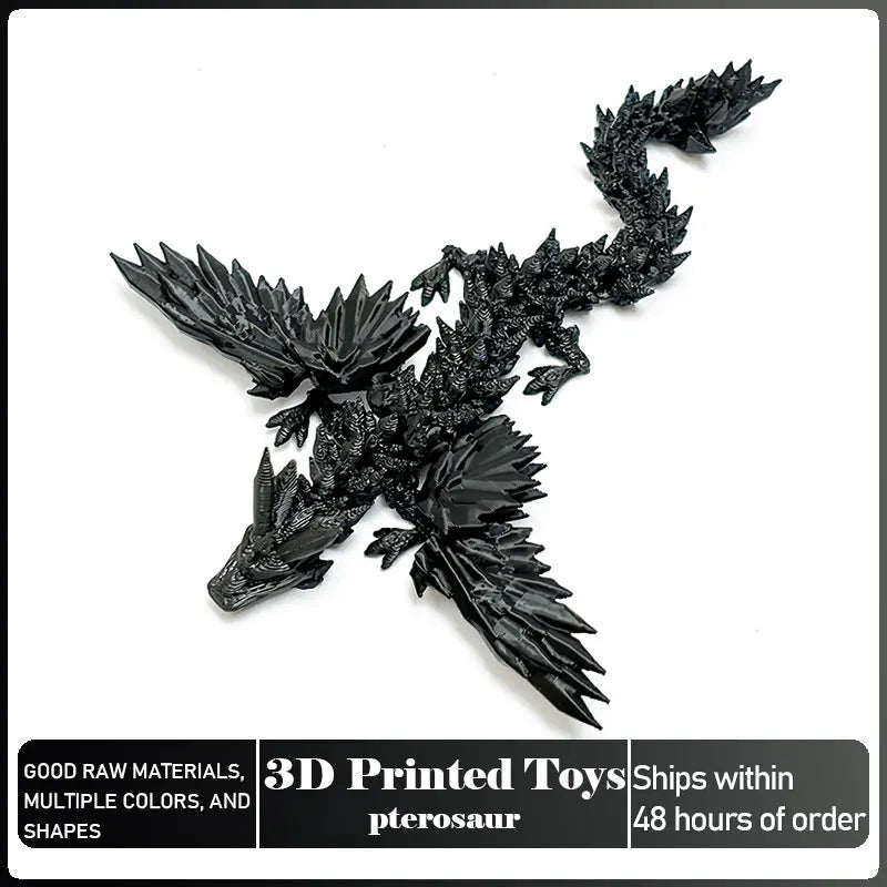 3D Printed Dragon with Movable Wings - Office Desk Accessory, Creative Home Decor, Perfect Christmas Present Holiday Gift