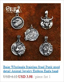 BEIER Stainless steel Thor Hammer Viking Amulet Viking Raven Ring Scandinavian Jewelry man Ring BR8-296