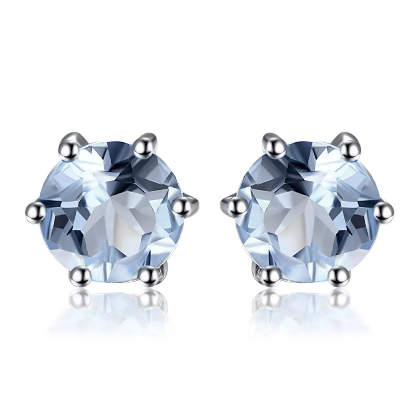 JewelryPalace Genuine Peridot Blue Topaz Amethyst Citrine Garnet 925 Sterling Silver Stud Earrings for Women Colorful Gemstone Natural Blue Topaz 925 Sterling Silver