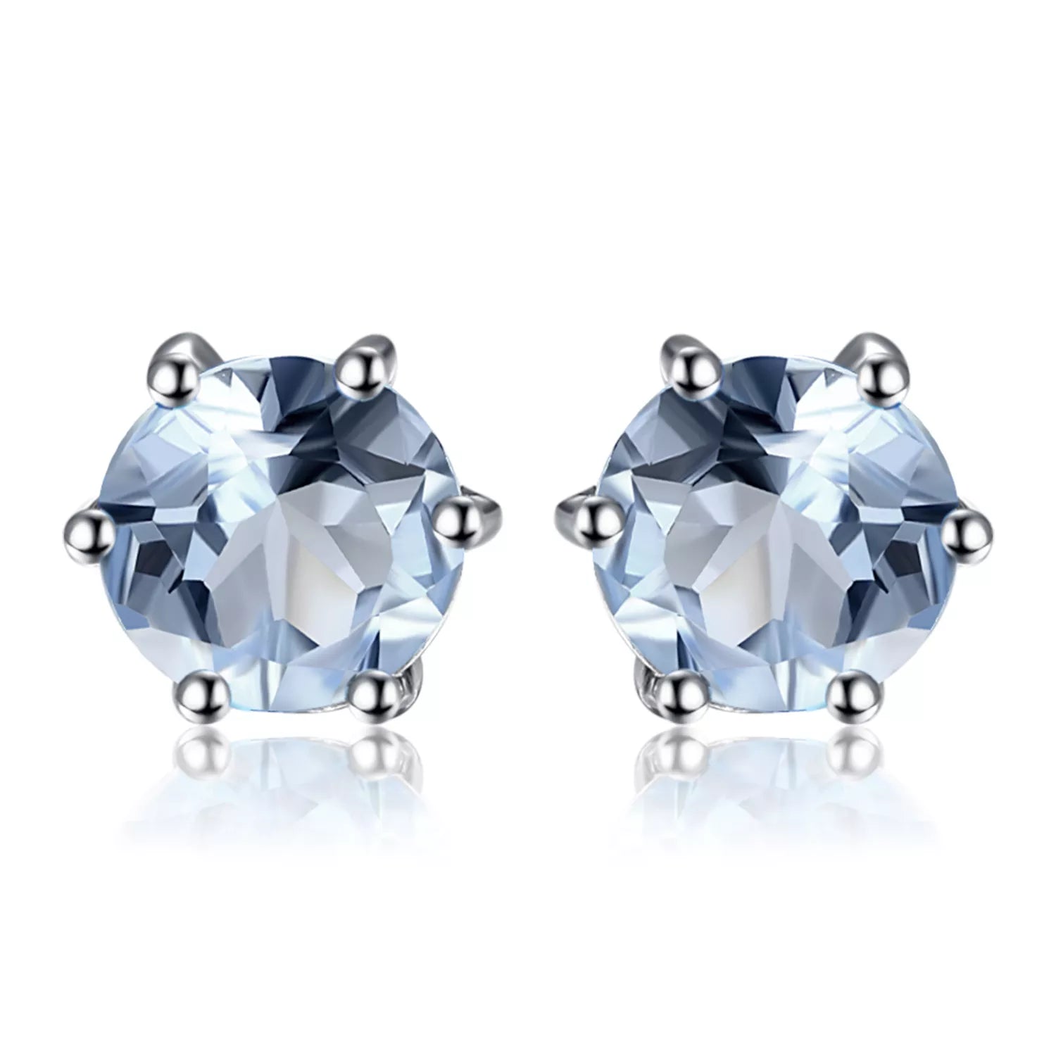 JewelryPalace Genuine Peridot Blue Topaz Amethyst Citrine Garnet 925 Sterling Silver Stud Earrings for Women Colorful Gemstone Natural Blue Topaz 925 Sterling Silver